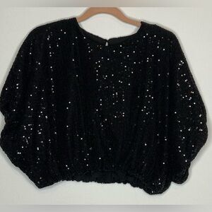 Endless Rose Sequin Evening WearTop XS NWT Black Elastic Waist